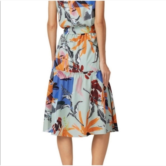 Slate & Willow green floral midi dress sleeveless size 0 blue orange maroon - Picture 2 of 9